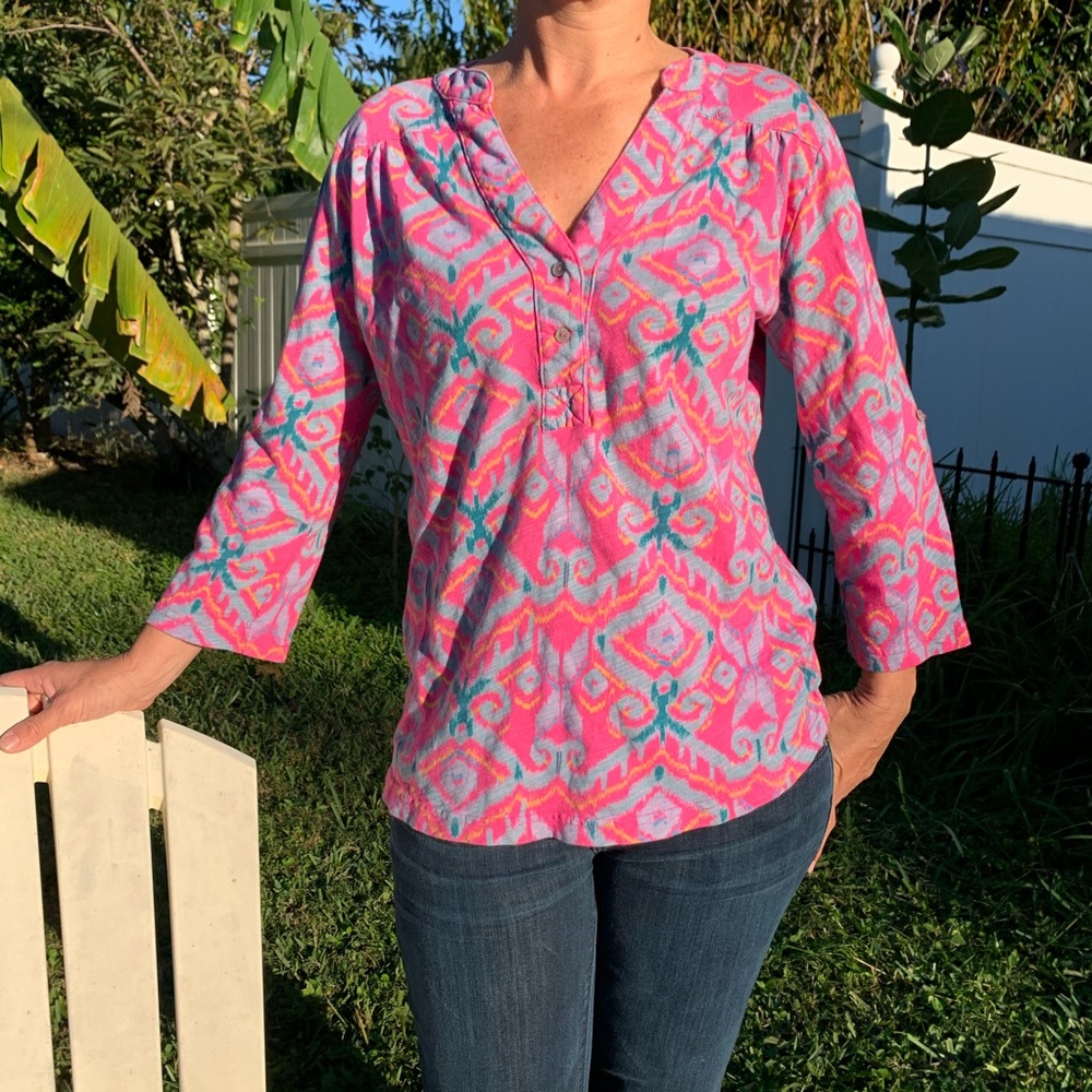 Fresh Produce super soft Ikat 3/4 sleeve shirt